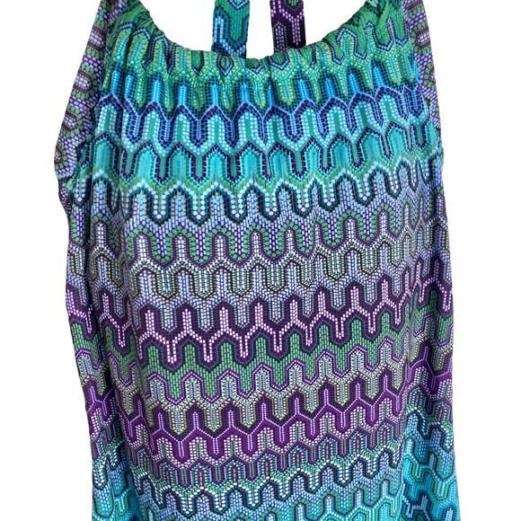 Prana Quinn Racerback Dress in Cool Green Ibiza Print, Small - Picture 6 of 10